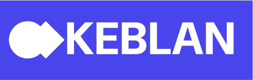 El logotipo de KEBLAN en blanco sobre una placa electric